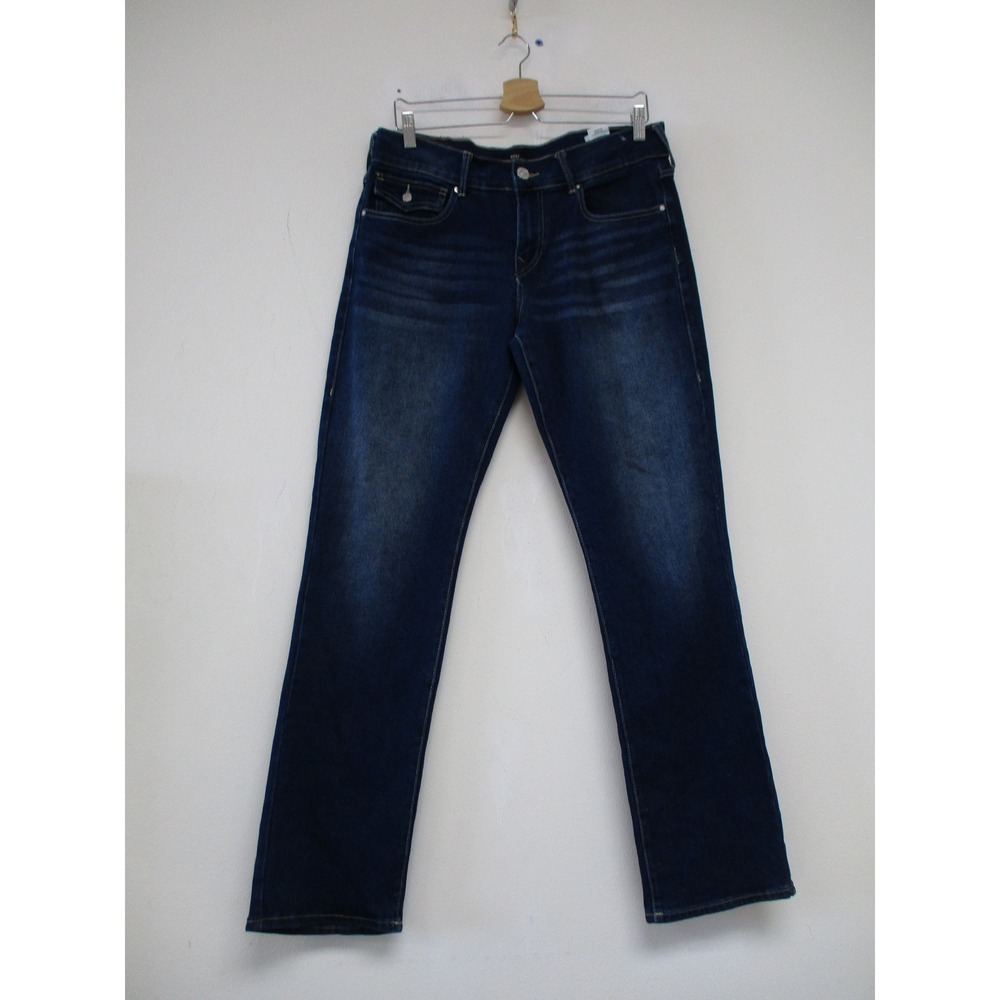 True Religion Jeans Mens 32 Blue Ricky Flap Straight Dark Wash Horseshoe Y2K